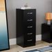 Vida Designs Smalle commode met 5 laden voor slaapkamer, slaapkamerkast (zwart)