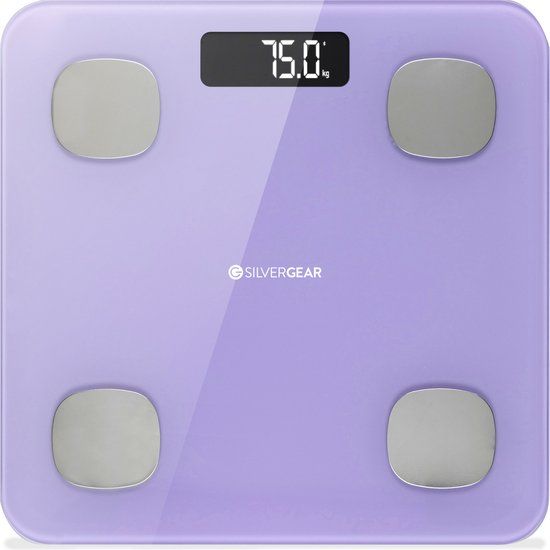 Silvergear Digitale Personenweegschaal - Slimme Weegschaal met Lichaamsanalyse - Paars