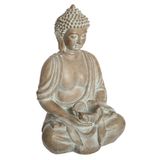 Atmosphera Boeddha beeld - zittend - binnen/buiten - kunststeen - beige gebleekt - 39 cm