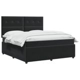 vidaXL Boxspringbed met matras, zwart, 140 x 190 cm, fluweel