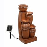 Teamson Home Tuin Waterornament - Zonne-energie - Waterfontein - 4-Laags Urnen - Terracotta