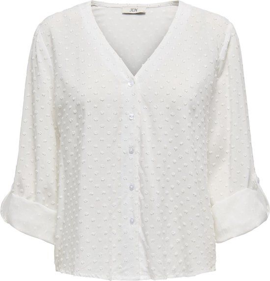 JDY JDYDIANA LIFE 7/8 DOBBY SHIRT WVN NOOS Dames Blouse - Cloud Dancer - XS