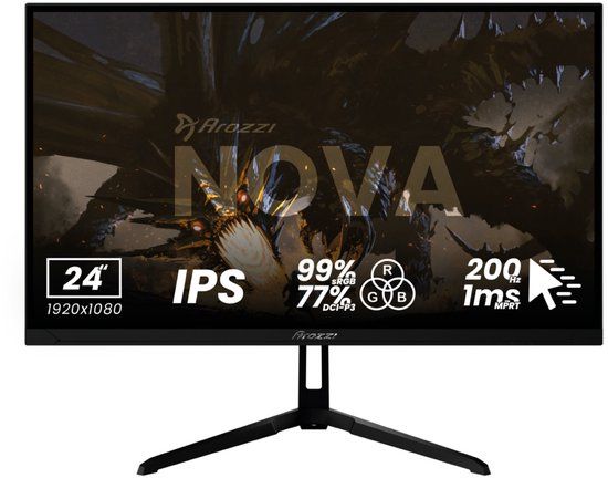 Arozzi Nova 24" Gaming Monitor - Full HD IPS - 200Hz - Zwart