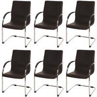 Set van 6 eetkamerstoel Samara, vrijdragende keukenstoel fauteuil stoel, staal ~ bruin