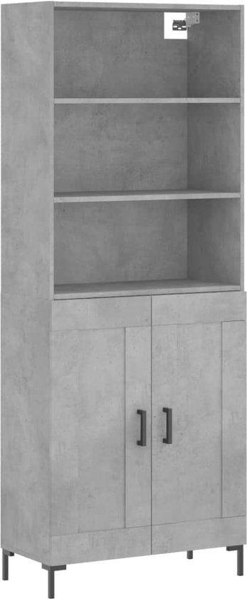vidaXL Hoge kast 69,5x34x180 cm bewerkt hout betongrijs