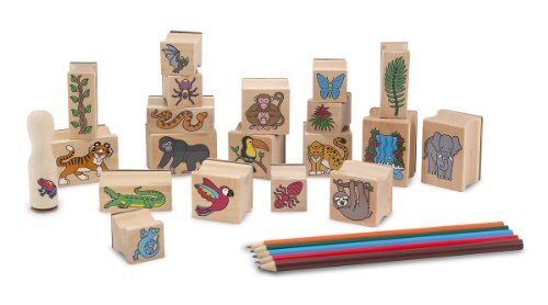 MELISSA & DOUG Stempelscènes van hout regenwoud (26 delen)