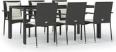 vidaXL 7-delige tuinset met kussens, zwart, van polyrotan