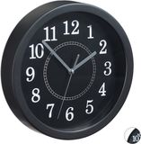Merkloos Relaxdays Wandklok rond - Ø 20 cm - met cijfers - zacht tikkend - modern - analoge klok - zwart
