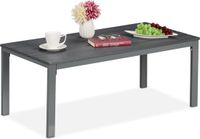 Merkloos Relaxdays Tuintafel laag - 39 x 98 x 48 cm - weerbestendig - houtlook - metalen poten - grijs