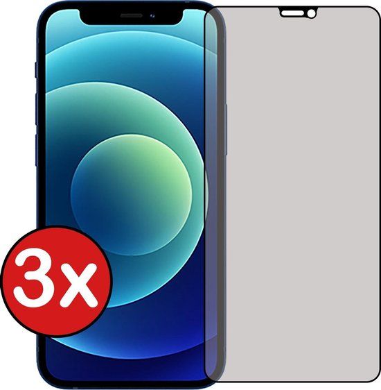 3x Screenprotector for iPhone 12 - Privacy Glass - Full Cover