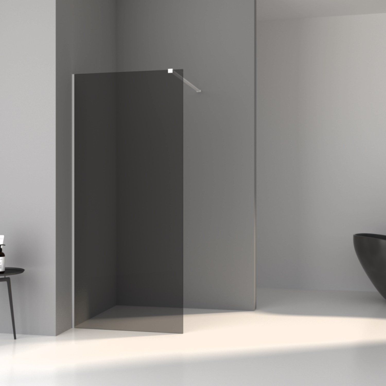 Boss & Wessing Bws inloopdouche pro line rookglas 70x200 8 mm nano coating mat zwart profiel en stang