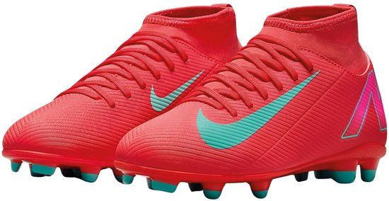 Nike Mercurial Superfly 10 Club FG/MG Voetbalschoenen Junior - Rood/Lichtblauw/Roze - Maat 38 - Unisex