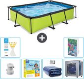 EXIT Toys EXIT Rechthoekig Lime Frame Zwembad - 300 x 200 x 65 cm - Inclusief Pomp - Onderhoudspakket - Solarzeil - Warmtepomp - 7-delig