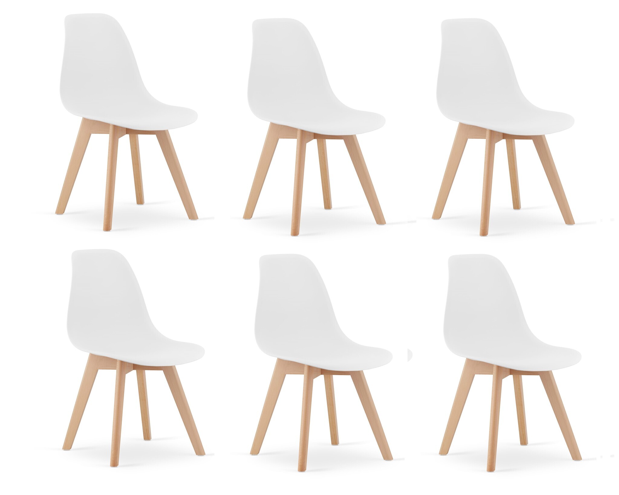 Viking Choice Eetkamerstoelen KITO - set van 6 eettafel stoelen - wit