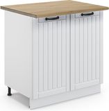 Vicco Keukenonderkast Fame-Line, Wit landelijk/Wit, 80 cm goudkleurig eiken werkblad
