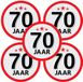 Bellatio Decorations 70 jaar leeftijd sticker - 5 stuks - rond - Dia 15 cm