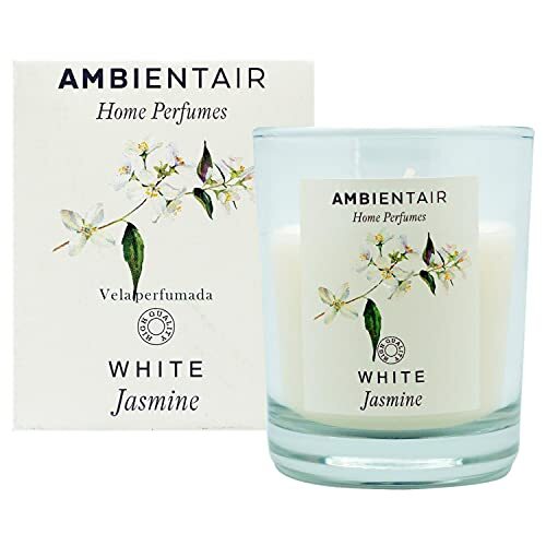 Ambientair Home Parfum geurkaars White Jasmijn, jasmijn, geurkaars voor thuis, aromatherapie, kaars in glas, voor binnen, brandduur 30 uur