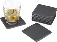 Merkloos Relaxdays Onderzetters Leisteen - Set van 8 - Vierkant - 10 x 10 cm - Antraciet