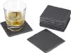 Merkloos Relaxdays Onderzetters Leisteen - Set van 8 - Vierkant - 10 x 10 cm - Antraciet