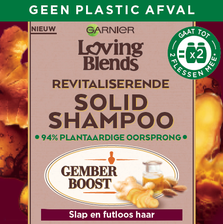 Garnier Loving Blends Revitaliserende Solid Shampoo Bar Gember - 1 stuk - Voor Slap en Futloos haar