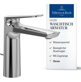 Villeroy & Boch Oasis wastafelmengkraan, kraan met trekstang, chroom, H: 114 mm