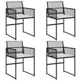Bol Fauteuils de jardin 4 pcs avec coussins poly rotin noir