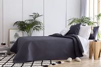 Todocama Dunne sprei met ruitpatroon, 100% microvezel, donkergrijs