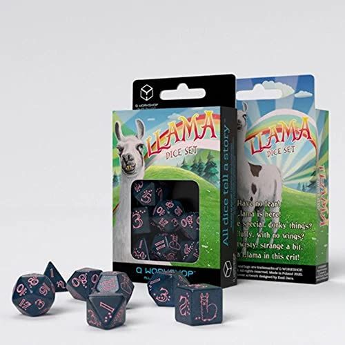 Q Workshop LLA3E - Sparkling Llama Dice Dark Blue / Pink (7) - 5907699495818