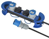 Electraline 62580 Professionele stekkerdoos/verlengsnoer voor buiten, CEE-stekker, 4-voudig, 5M rubberen kabel
