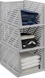 Relaxdays Kast organizer - set van 3 - stapelbaar - uittrekbaar - 24,5 x 33,5 x 43,5 cm - grijs