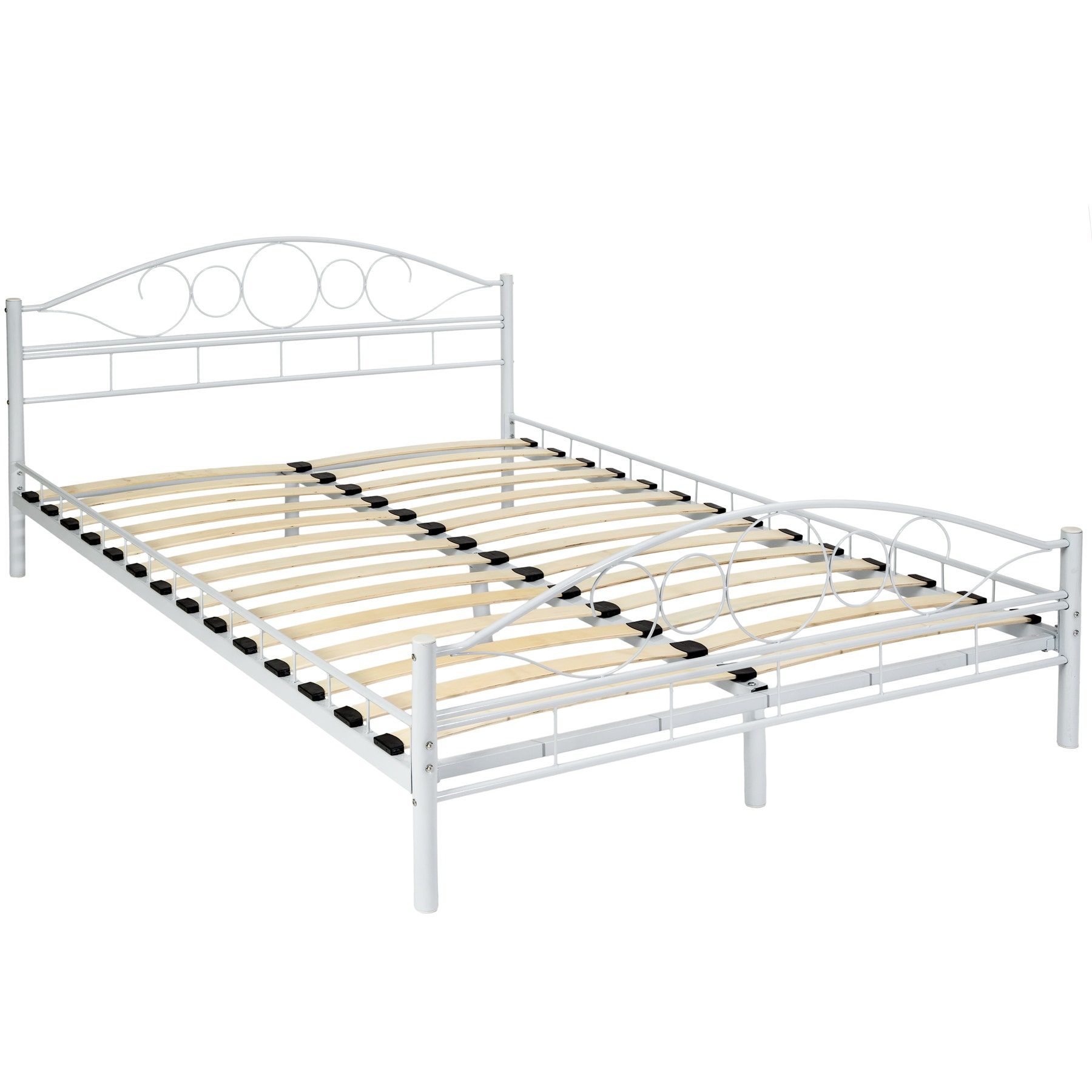 tectake Sonno Metal Bed with Slatted Frame - 140x200cm - White
