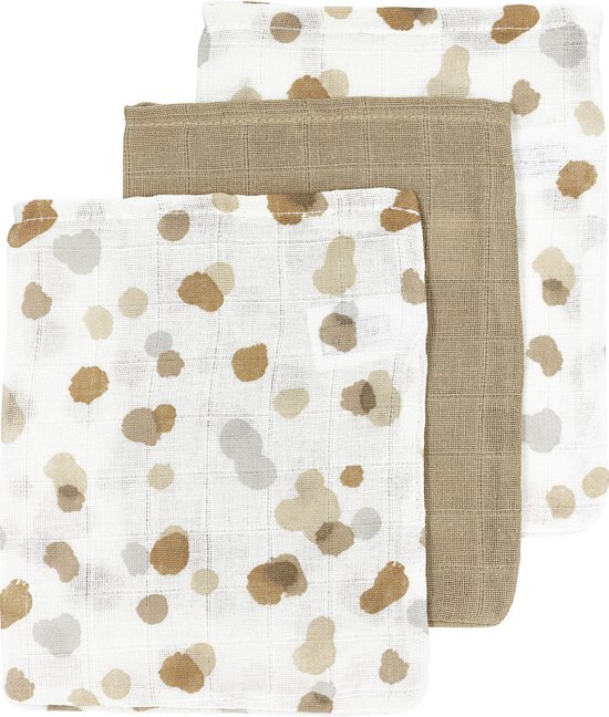 Meyco Baby Stains washandjes - 3-pack - hydrofiel - sand - 20x17cm