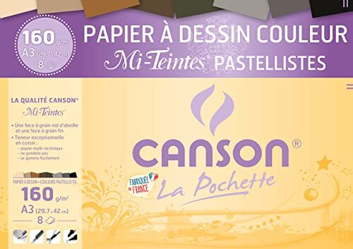 Canson Mi-Teintes tekenpapier A3, 29,7 x 42 cm, 8 vellen A3-29,7 x 42 cm Pastellistes