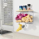 Famanu Fruitmand en groente organizer – Witte stapelbare en wandbare keukenmand – Voor fruit, snacks en groenten