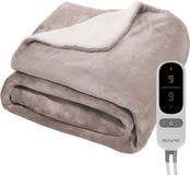 Auronic Elektrische Deken - 180 x 130 cm - 1 Persoons Warmtedeken - 9 Warmte en Timerstanden - Verwarmingsdeken - Sherpa Fleece - Taupe