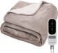 Auronic Elektrische Deken - 180 x 130 cm - 1 Persoons Warmtedeken - 9 Warmte en Timerstanden - Verwarmingsdeken - Sherpa Fleece - Taupe
