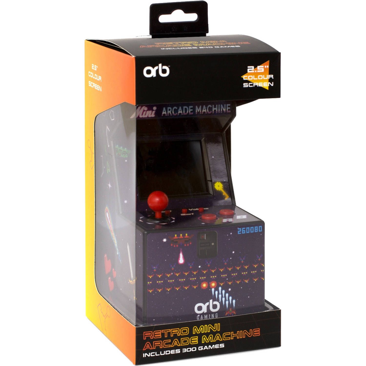 ORB orb videogame mini arcade machine - 300 games - 9 x 15 cm - black