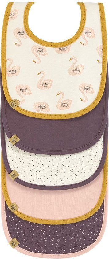 Lässig Slabbetjes Set 5 Stuks - Little Water Swan - 3 tot 18 maanden - Geel/Paars