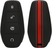 kwmobile autosleutel hoesje geschikt voor BYD Atto 3 / Sealion / Han / Tang / Dolphin / Seal - Autosleutel behuizing in rood / zwart - Rallystrepen design