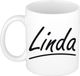 Bellatio Decorations Linda Naam koffiemok - beker - met sierlijke letters - wit