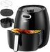 Uten Airfryer Heteluchtfriteuse, XXL, vetvrij, met houder, anti-aanbaklaag, instelbare temperatuur en timer, voorverwarmen, PDF-recepten, 1800 W, zwart