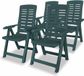 vidaXL Fauteuils réglables, 4 pièces, plastique vert