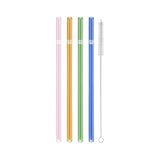 ZWILLING Sorrento Glazen rietjes, duurzaam en herbruikbaar, borosilicaatglas, voor koude en warme dranken, 4 stuks, lengte: 23 cm, rechte vorm, kleur: meerkleurig, incl. reinigingsborstel