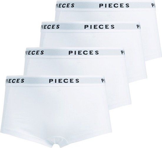 Pieces 4-Pack Women's Shorts - Solid White - Size S