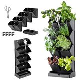 KADAX Verticale tuin, plantentoren van robuust kunststof, zuilpot met voet in 2 kleurvarianten, kruidentuin voor balkon, terras, keuken en tuin (antraciet)