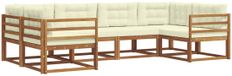 vidaXL - Bank loungeset - 6 zitplekken - Natuurlijk en crème - Acacia hout