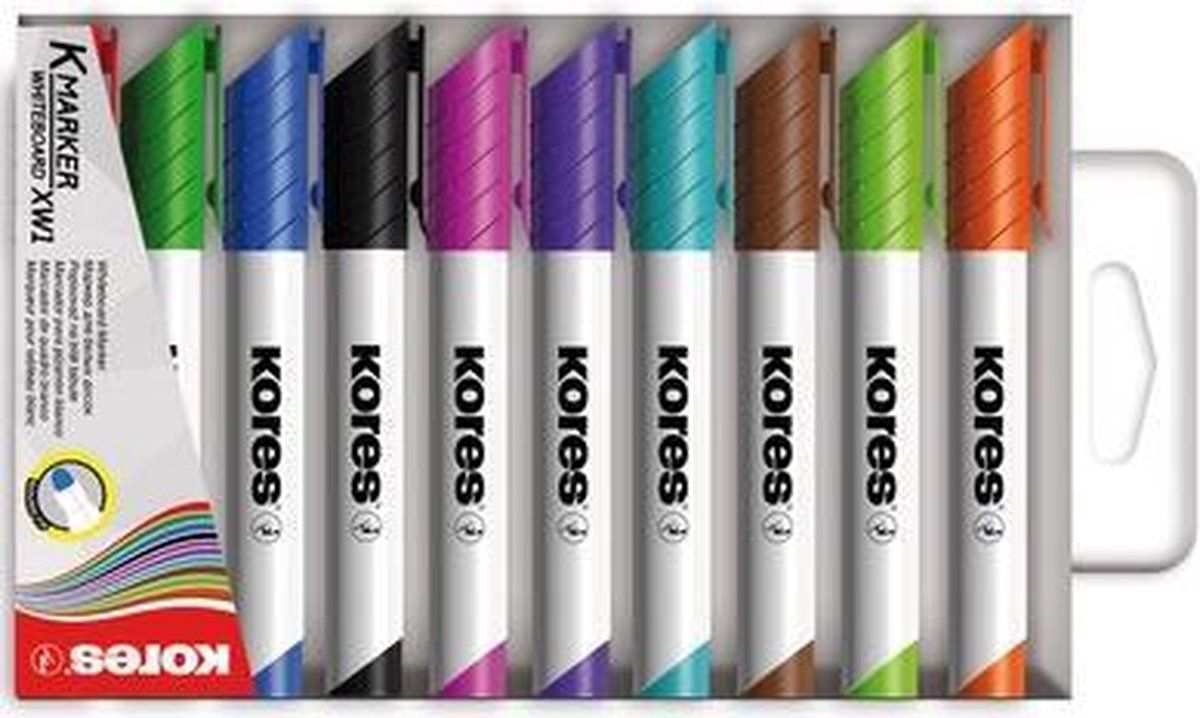 KORES M20800 witwandmarker in speciale kleuren - Zwart, blauw, bruin, groen, oranje, rood, roze, paars, lichtgroen, turquoise