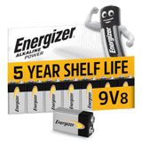Energizer Alkaline Power 9V Batterijen (8 Stuks)