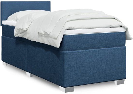 vidaXL Boxspring met matras stof blauw 80x200 cm