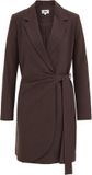 WE Fashion Dames blazerjurk met strikdetail - Donkerbruin - Maat XS